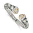 Sterling Silver 14K Gold Diamond Cuff Bracelet with Vintage Elegance - Birthstone Company