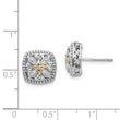 Sterling Silver 14K Gold Vintage Diamond Button Earrings