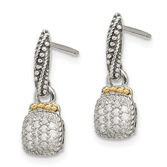 Shey Couture Sterling Silver with 14K Accent Antiqued Diamond Dangle Post Earrings - Birthstone Company