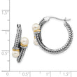 Sterling Silver Pearl Hoop Earrings with 14K Gold Accent