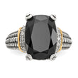 Shey Couture Sterling Silver with 14K Accent Antiqued Black Onyx and White Diamond Ring - Birthstone Company