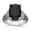 Shey Couture Sterling Silver with 14K Accent Antiqued Black Onyx and White Diamond Ring - Birthstone Company