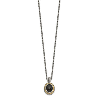 Black Onyx Necklace in Sterling Silver, 10x8mm, 18 Inch