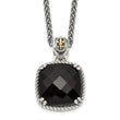 Checkerboard-Cut Black Onyx Necklace in Sterling Silver, 12mm, 18 Inch