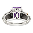 Shey Couture Sterling Silver with 14K Accent Antiqued Diamond and Cushion Amethyst Ring - Birthstone Company