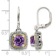 Sterling Silver 14K Gold Amethyst Leverback Earrings - Birthstone Company