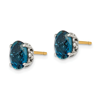 Sterling Silver & 14K Accented Blue Topaz Stud Earrings