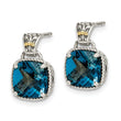 Sterling Silver 14K Gold London Blue Topaz Dangle Earrings