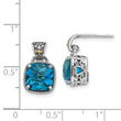 Sterling Silver 14K Gold London Blue Topaz Dangle Earrings
