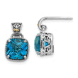 Sterling Silver 14K Gold London Blue Topaz Dangle Earrings
