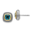 Shey Couture Sterling Silver Earrings with 14K Gold Accents and Blue Topaz