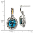 Sterling Silver 14K Gold London Blue Topaz Dangle Earrings