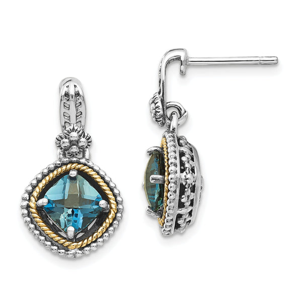 Shey Couture Sterling Silver 14K Accent Blue Topaz Dangle Earrings