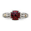 Shey Couture Sterling Silver with 14K Accent Antiqued Cushion Checkerboard Garnet Ring - Birthstone Company