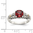 Shey Couture Sterling Silver with 14K Accent Antiqued Cushion Checkerboard Garnet Ring - Birthstone Company