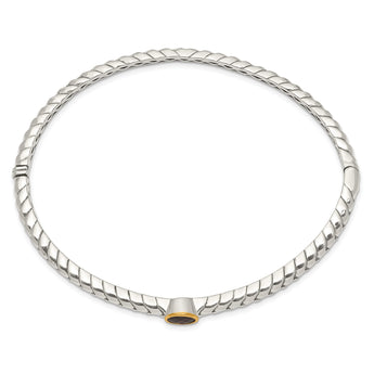 Shey Couture Sterling Silver 14K Gold Garnet Bangle Bracelet Vintage Elegance - Birthstone Company