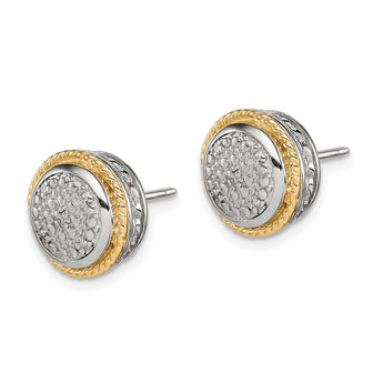 Shey Couture Sterling Silver Rhodium-plated with 14K Accent Polished Diamond Post Earrings