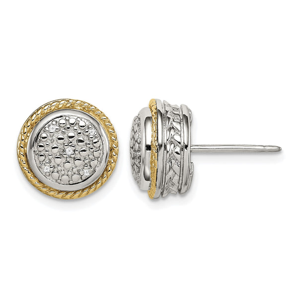 Shey Couture Sterling Silver Rhodium-plated with 14K Accent Polished Diamond Post Earrings - Birthstone Company