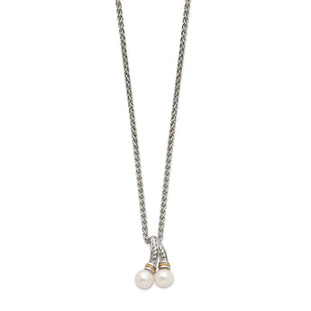 Shey Couture Sterling Silver Rhodium-plated with 14K Accent 18 Inch 6-7mm Freshwater Cultured Pearl Necklace - Birthstone Company