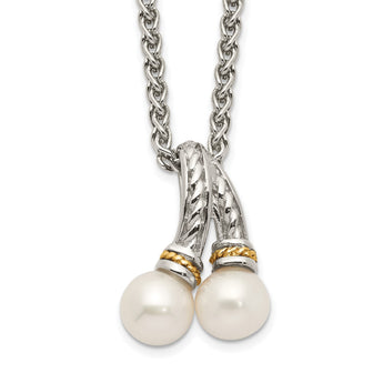 Shey Couture Sterling Silver Rhodium-plated with 14K Accent 18 Inch 6-7mm Freshwater Cultured Pearl Necklace - Birthstone Company