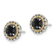 Shey Couture Sterling Silver with 14K Accent Antiqued Polished Checkerboard-cut Black Onyx Earrings - Birthstone Company
