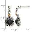 Shey Couture Sterling Silver with 14K Accent Antiqued Checkerboard-cut Black Onyx Post Dangle Earrings - Birthstone Company
