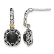 Shey Couture Sterling Silver with 14K Accent Antiqued Checkerboard-cut Black Onyx Post Dangle Earrings - Birthstone Company