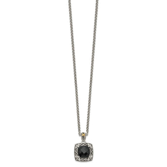 Square Black Onyx Necklace in Sterling Silver, 18x1.75mm, 18 Inch