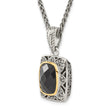 Halo Checkerboard-Cut Black Onyx Necklace in Sterling Silver, 18 Inch