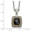 Halo Checkerboard-Cut Black Onyx Necklace in Sterling Silver, 18 Inch
