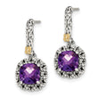 Shey Couture Sterling Silver with 14K Accent Antiqued Cushion Amethyst Post Dangle Earrings
