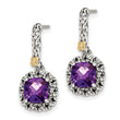Shey Couture Sterling Silver with 14K Accent Antiqued Cushion Amethyst Post Dangle Earrings - Birthstone Company