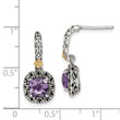 Shey Couture Sterling Silver with 14K Accent Antiqued Cushion Amethyst Post Dangle Earrings - Birthstone Company