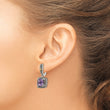 Shey Couture Sterling Silver with 14K Accent Antiqued Cushion Amethyst Hinged Hoop Dangle Earrings