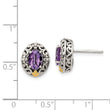 Shey Couture Sterling Silver with 14K Accent Antiqued Oval Amethyst Post Earrings 12.5 in - Birthstone Company