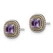 Shey Couture Sterling Silver with 14K Accent Antiqued Cushion Amethyst Post Earrings - Birthstone Company