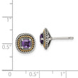 Shey Couture Sterling Silver with 14K Accent Antiqued Cushion Amethyst Post Earrings - Birthstone Company
