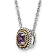 Shey Couture Sterling Silver with 14K Accent 18 Inch Antiqued Cushion Amethyst Necklace - Birthstone Company