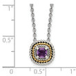 Shey Couture Sterling Silver with 14K Accent 18 Inch Antiqued Cushion Amethyst Necklace - Birthstone Company