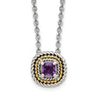 Shey Couture Sterling Silver with 14K Accent 18 Inch Antiqued Cushion Amethyst Necklace - Birthstone Company