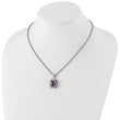 Shey Couture Sterling Silver with 14K Accent 18 Inch Antiqued Checkerboard-cut Cushion Bezel Amethyst Necklace - Birthstone Company