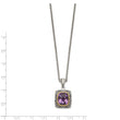 Shey Couture Sterling Silver with 14K Accent 18 Inch Antiqued Checkerboard-cut Cushion Bezel Amethyst Necklace - Birthstone Company
