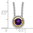Shey Couture Sterling Silver with 14K Accent 18 Inch Antiqued Round Bezel Amethyst Necklace - Birthstone Company