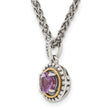 Shey Couture Sterling Silver with 14K Accent 18 Inch Antiqued Round Amethyst Necklace - Birthstone Company