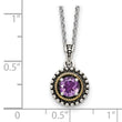 Shey Couture Sterling Silver with 14K Accent 18 Inch Antiqued Round Amethyst Necklace - Birthstone Company