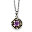 Shey Couture Sterling Silver with 14K Accent 18 Inch Antiqued Round Amethyst Necklace - Birthstone Company