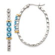 Shey Couture Sterling Silver with 14K Accent Antiqued Round Light Swiss Blue Topaz Hoop Earrings