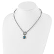 Shey Couture Sterling Silver Rhodium-plated with 14K Accent 18 Inch Round Light Swiss Blue Topaz and Diamond Toggle Necklace - Birthstone Company