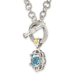 Shey Couture Sterling Silver Rhodium-plated with 14K Accent 18 Inch Round Light Swiss Blue Topaz and Diamond Toggle Necklace - Birthstone Company