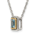 Shey Couture Sterling Silver with 14K Accent 18 Inch Emerald-cut Antiqued Light Swiss Blue Topaz Necklace - Birthstone Company